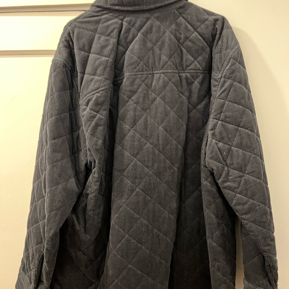 GAP Corduroy Quilted Shirt Jacket Men's XXL Charcoal Gray Snap Front Pockets - Picture 8 of 9